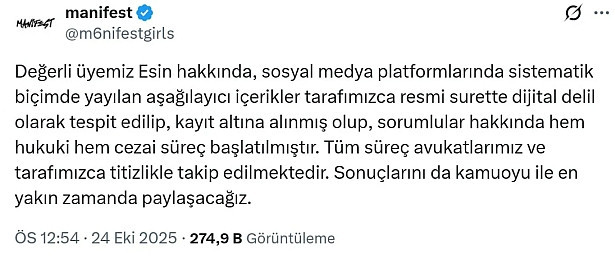 Manifest, Esin Bahat için harekete geçti: "Hukuki süreç başlatıldı"