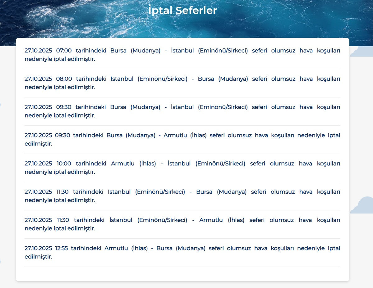 BUDO'nun 8 seferi iptal edildi