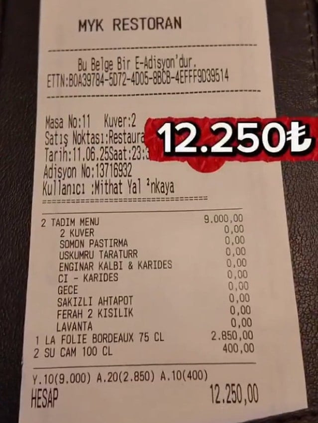 Mehmet Yalçınkaya'nın restoranındaki tadım menüsünün fiyatı gündem oldu