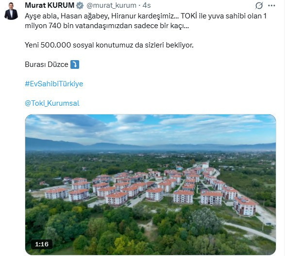 Bakan Kurum: "500 bin sosyal konutumuz sizleri bekliyor"