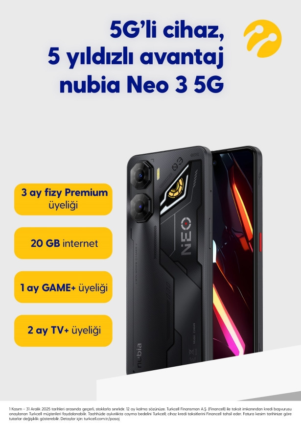 5G uyumlu nubia Neo 3 Turkcell mağazaları ve Pasaj’da