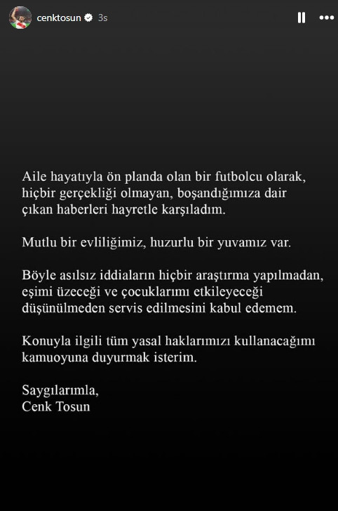 Cenk Tosun'dan boşanma iddiasına yanıt