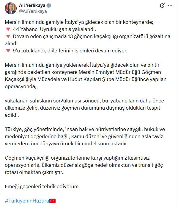 Konteynerde 44 düzensiz göçmen yakalandı; 9 organizatör tutuklandı