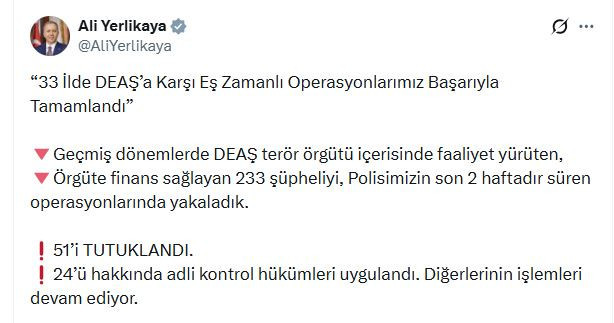 33 ilde DEAŞ operasyonu: 51 tutuklama