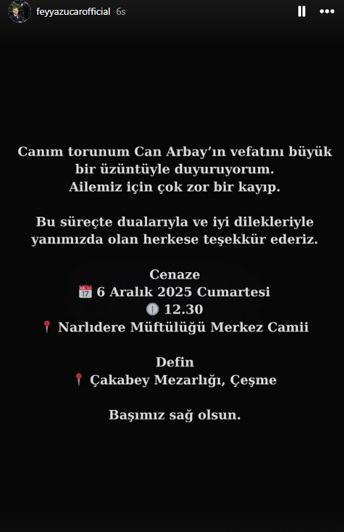 Feyyaz Uçar'ın torunu hayatını kaybetti