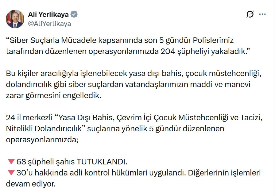 24 ilde 'siber suç' operasyonları: 68 tutuklama