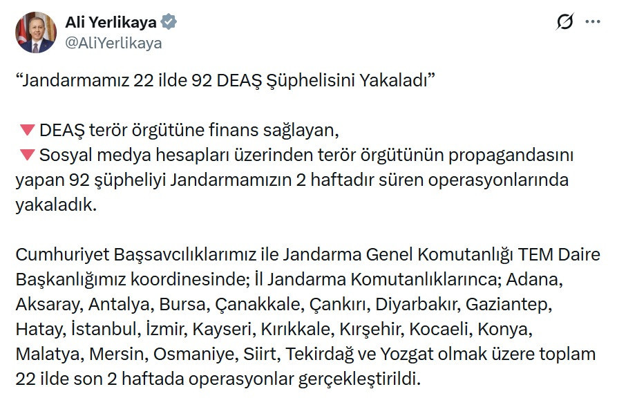 22 ilde DEAŞ operasyonu: 92 gözaltı