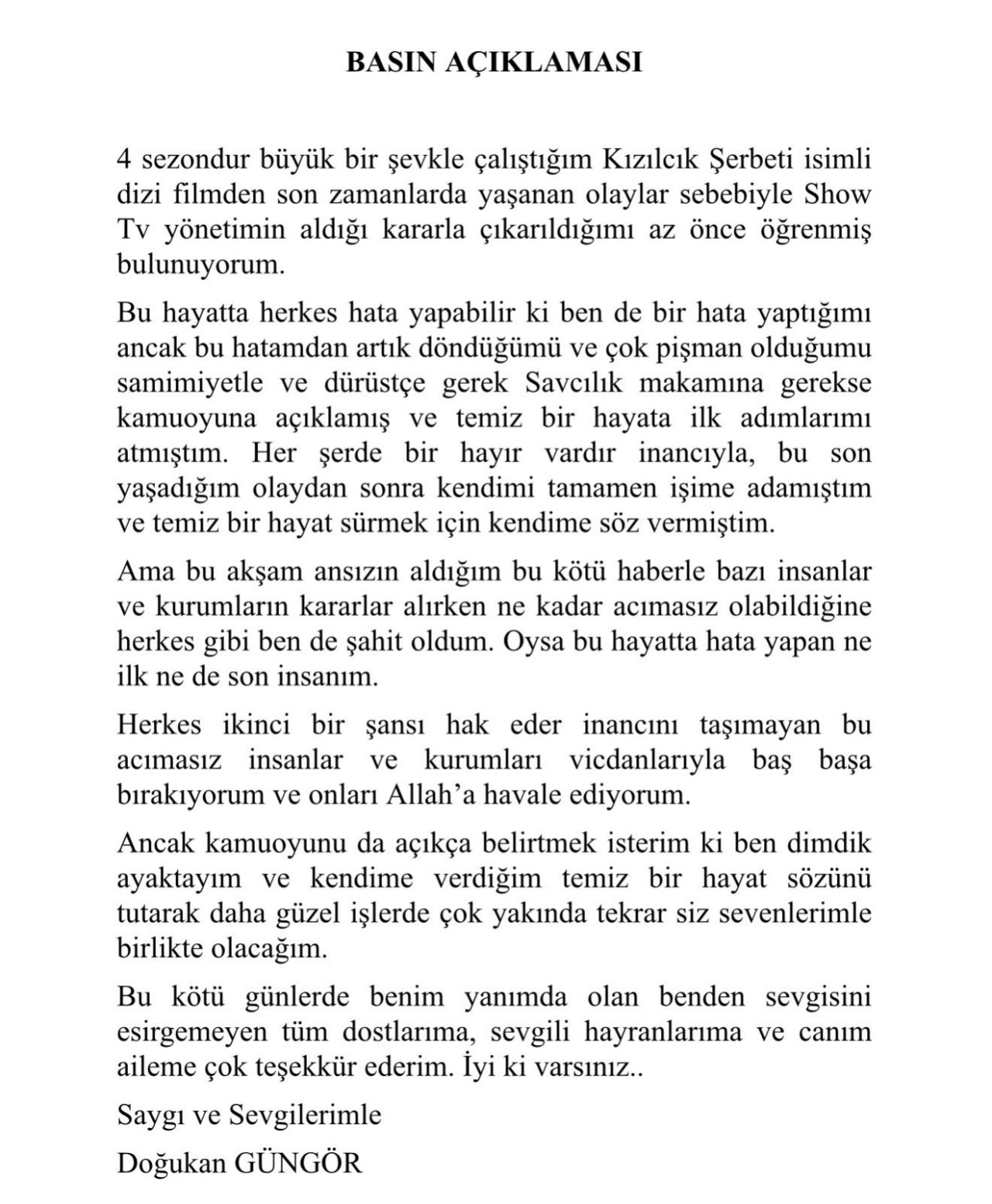 Kızılcık Şerbeti'nin kadrosundan &ccedil;ıkarılan Doğukan G&uuml;ng&ouml;r'den sitem dolu s&ouml;zler - Resim : 2