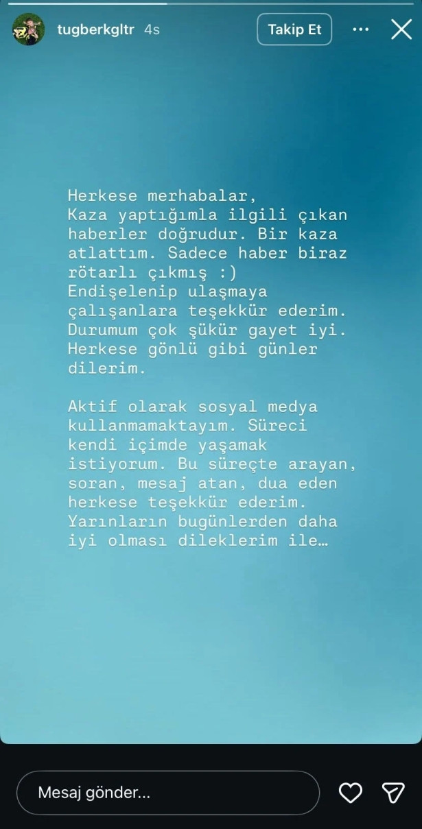 G&uuml;ll&uuml;'n&uuml;n oğlu Tuğberk Yağız G&uuml;lter kaza ge&ccedil;irdi
