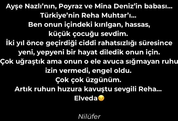Nilüfer'den Reha Muhtar'a duygulandıran veda - Resim : 2