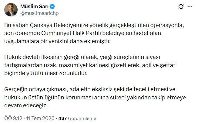 CHP'den Çankaya Belediyesi'ne yönelik operasyona ilişkin açıklama