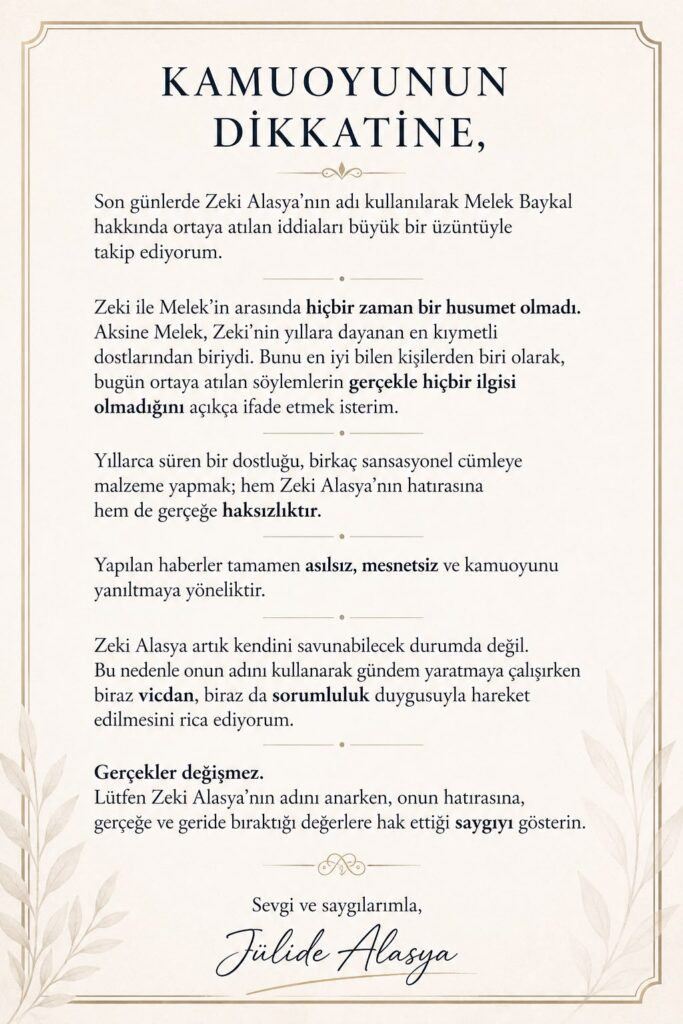 Merhum Zeki Alasya'nın eşinden flaş Melek Baykal &ccedil;ıkışı